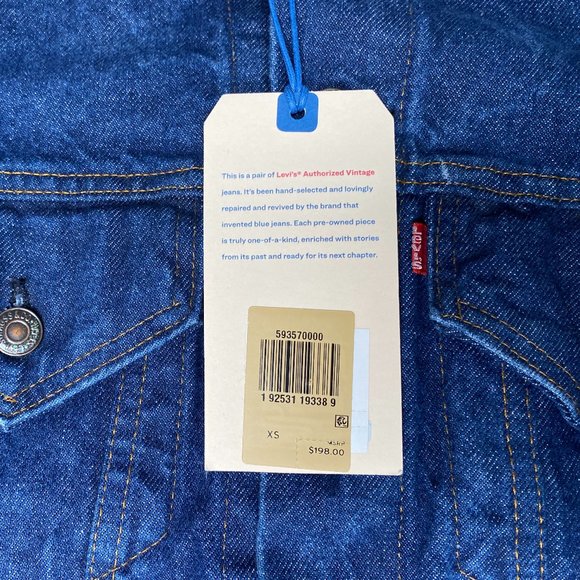 Levis Authorized Vintage Trucker Jacket Men's XS Blue Denim 100% Cotton USA NWT - Picture 8 of 16